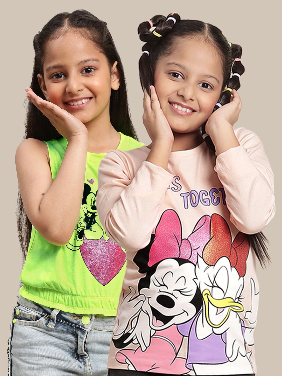 Kids Ville Girls Pack of 2 Graphic Printed Mickey & Friends Pure Cotton T-Shirts, Green
Kids Ville Girls Pack of 2 Graphic Printed Mickey & Friends Pure Cotton T-Shirts, Green