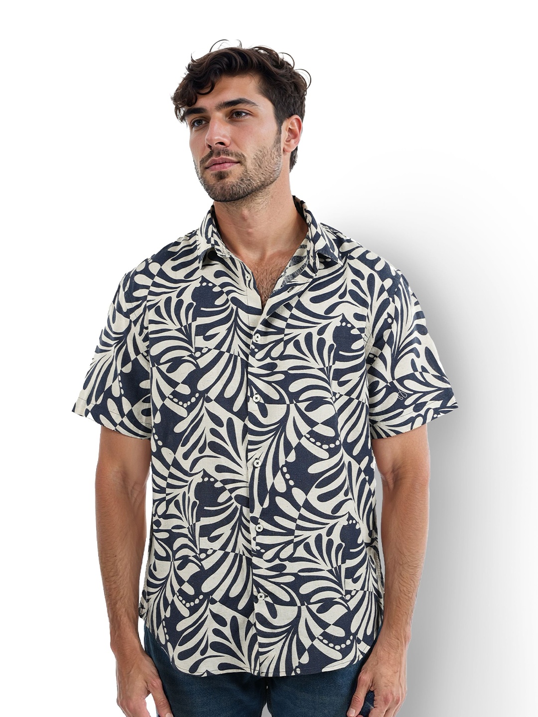 Celio Classic Abstract Printed Spread Collar Short Sleeves Curved Casual Shirt, Navy blue
Celio Classic Abstract Printed Spread Collar Short Sleeves Curved Casual Shirt, Navy blue