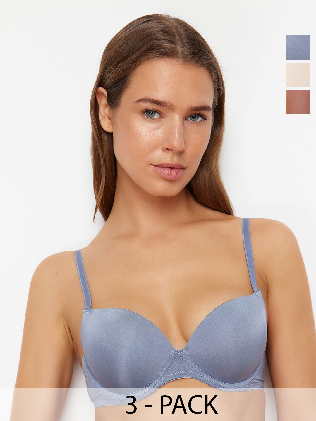 Trendyol Pack Of 3 Full Coverage Underwired Lightly Padded Bra With All Day Comfort, Blue
Trendyol Pack Of 3 Full Coverage Underwired Lightly Padded Bra With All Day Comfort, Blue