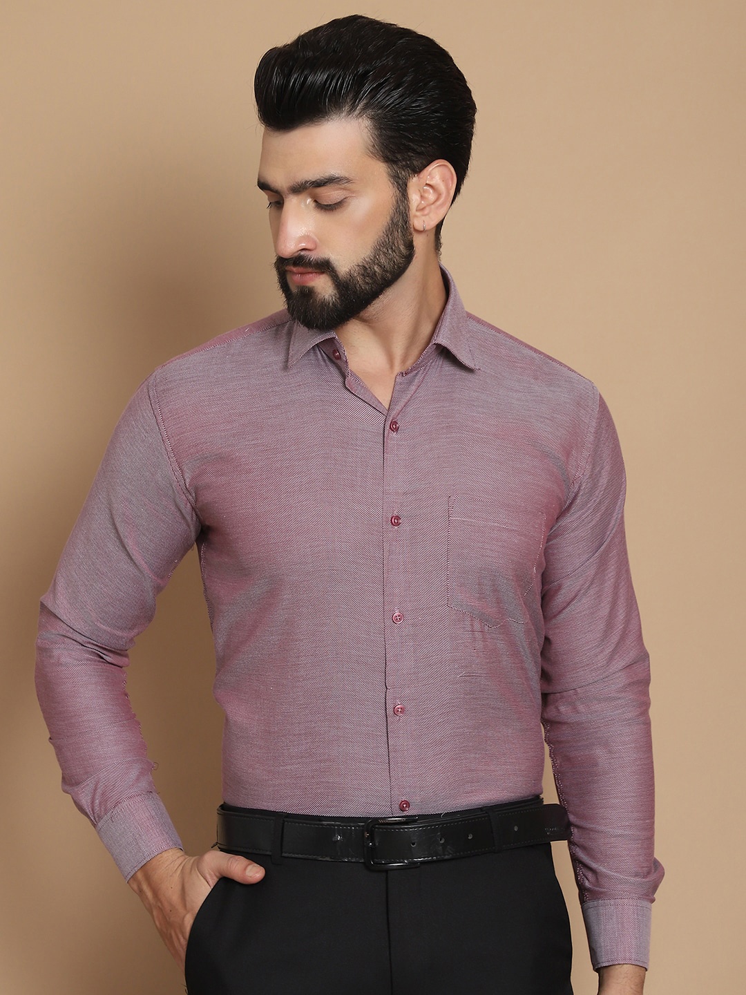 TAG 7 Straight Fit Spread Collar Long Sleeves Oxford Weave Pure Cotton Formal Shirt, Maroon
TAG 7 Straight Fit Spread Collar Long Sleeves Oxford Weave Pure Cotton Formal Shirt, Maroon