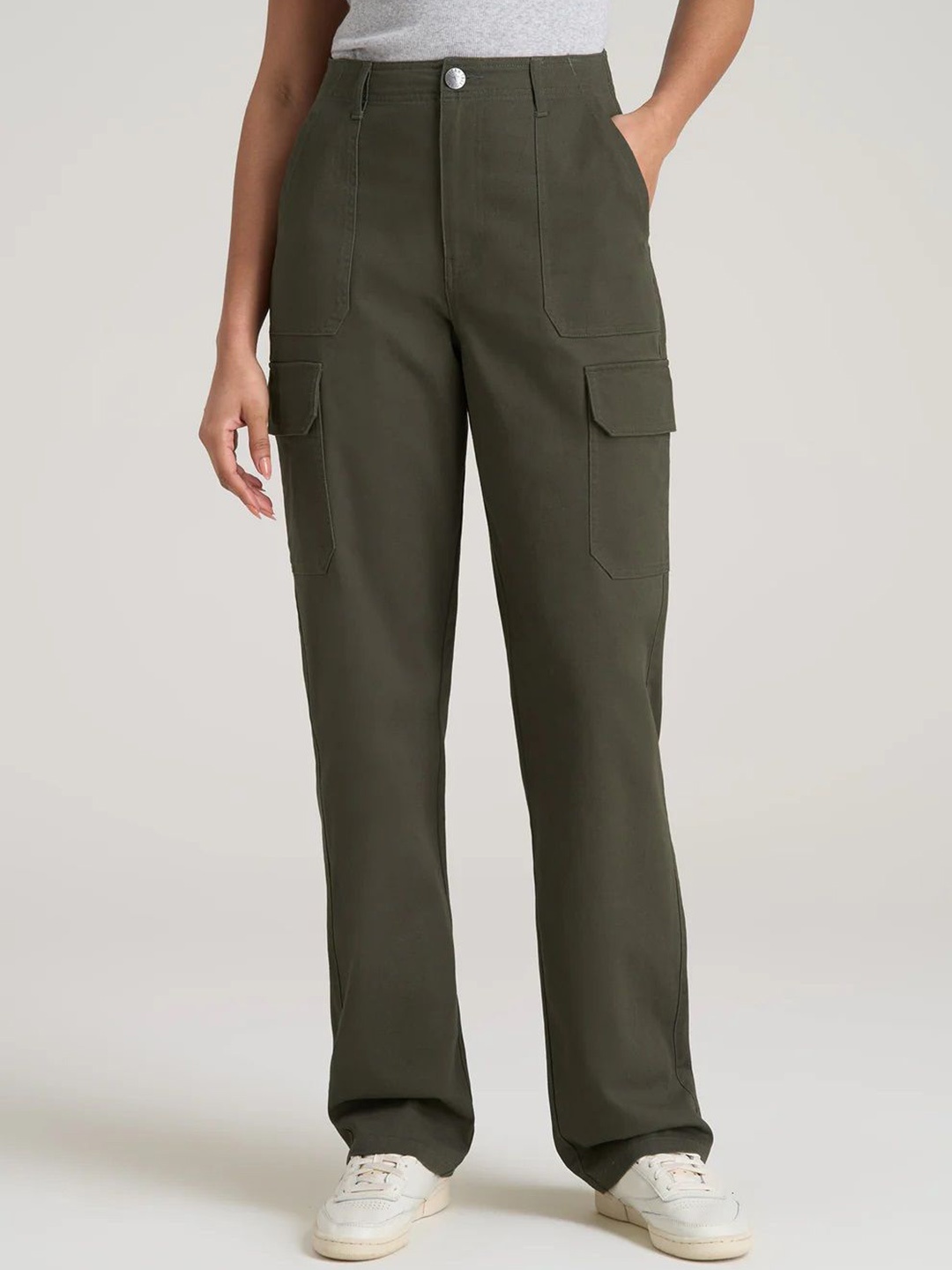 FNOCKS Women Comfort Straight Fit High-Rise Easy Wash Cotton Cargos Trouser, Lime green
FNOCKS Women Comfort Straight Fit High-Rise Easy Wash Cotton Cargos Trouser, Lime green