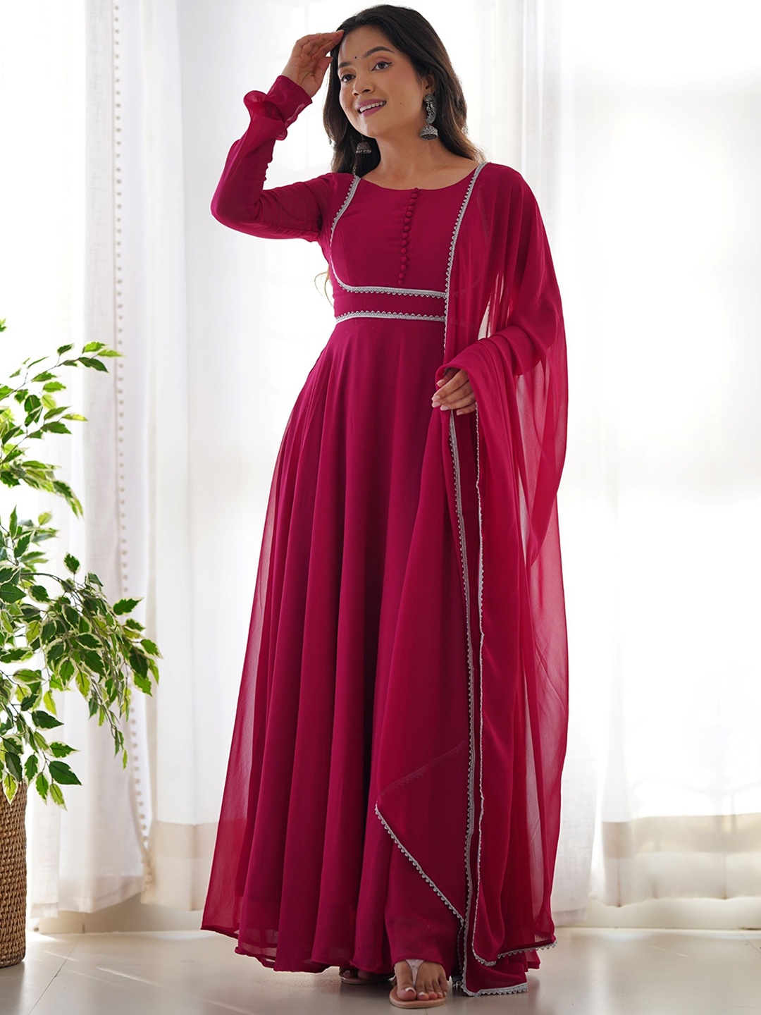 NIZA FASHION Gotta Patti Detail Regular Anarkali Kurta with Trousers & Dupatta, Pink
NIZA FASHION Gotta Patti Detail Regular Anarkali Kurta with Trousers & Dupatta, Pink