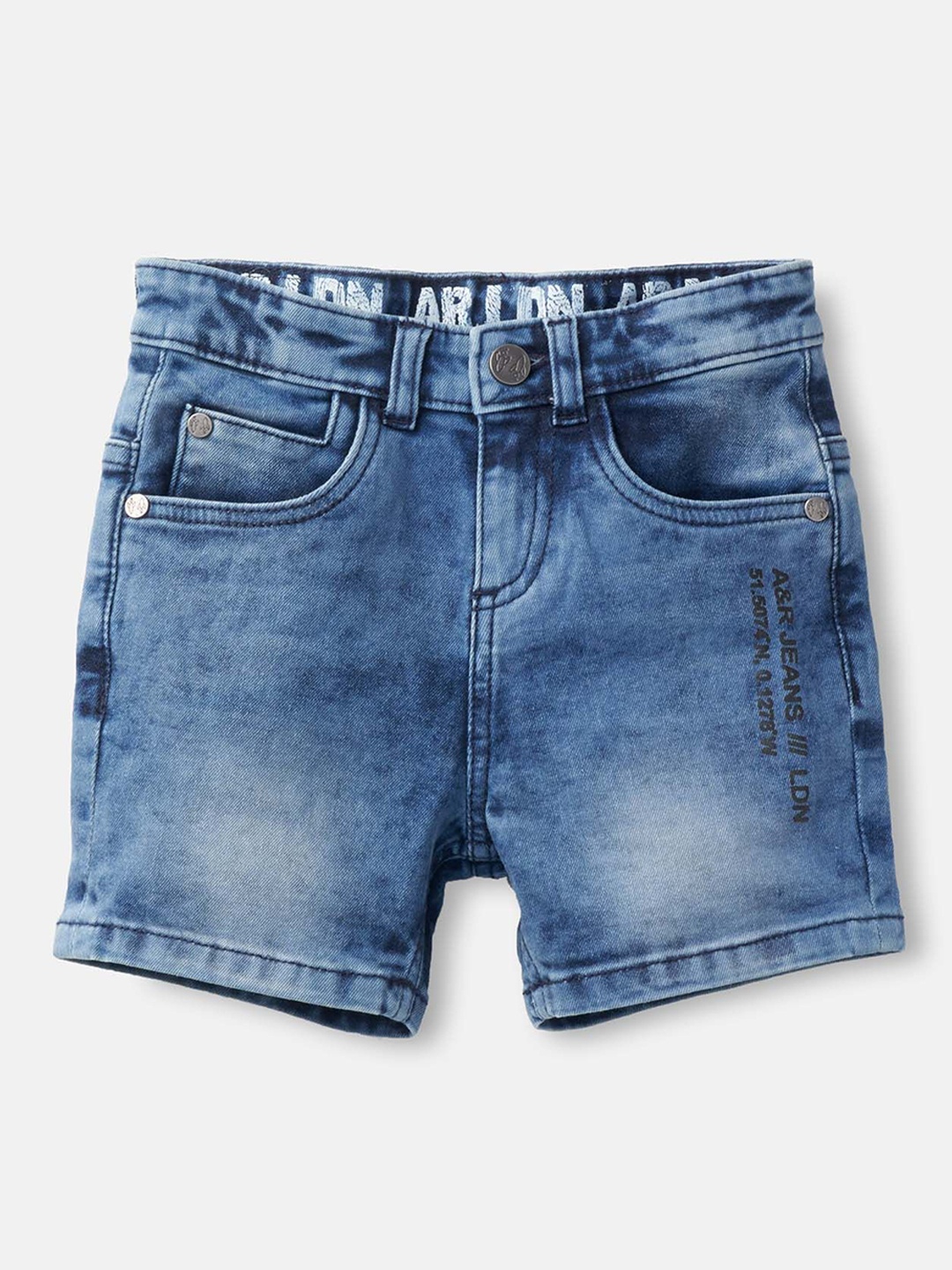 Angel & Rocket Boys Washed Slim Fit Denim Shorts, Blue