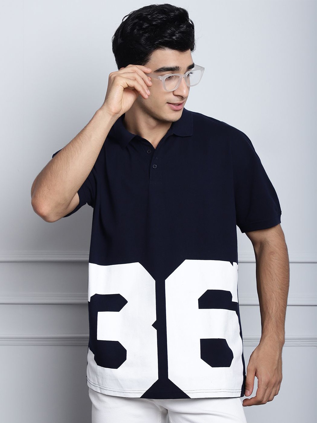 DOOR74 Typography Printed Polo Collar Cotton Oversized T-shirt, Navy blue
DOOR74 Typography Printed Polo Collar Cotton Oversized T-shirt, Navy blue