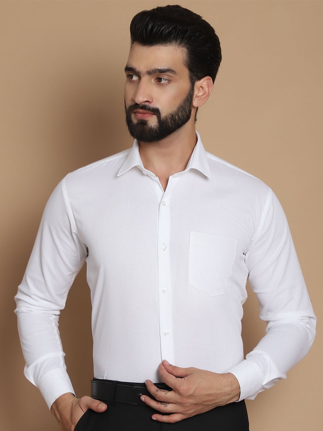TAG 7 Straight Fit Spread Collar Long Sleeves Twill Weave Pure Cotton Formal Shirt, White
TAG 7 Straight Fit Spread Collar Long Sleeves Twill Weave Pure Cotton Formal Shirt, White
