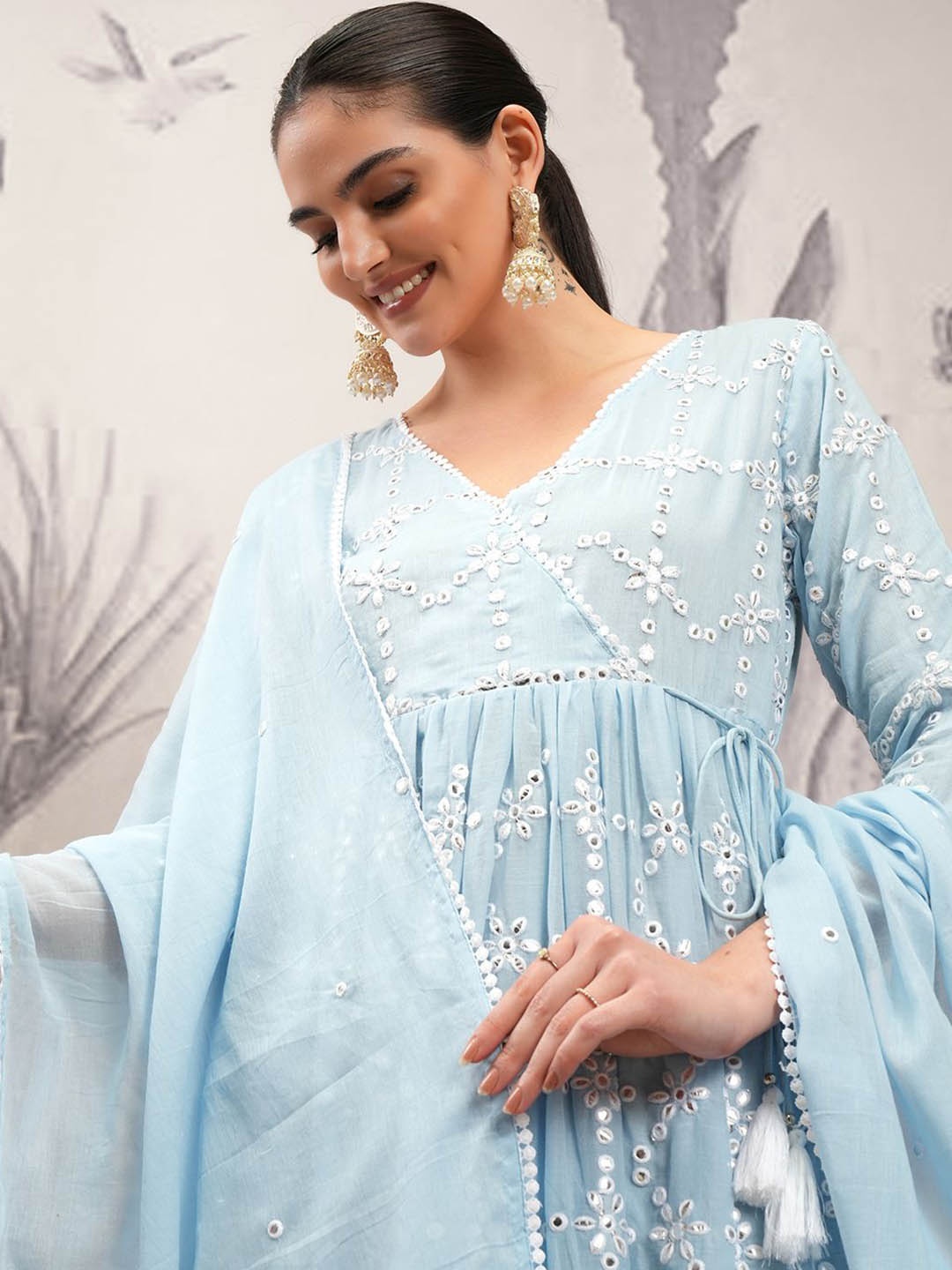 Vishudh Blue V Neck Ethnic Motifs Printed Angrakha Pure Cotton Anarkali Kurta Set
Vishudh Blue V Neck Ethnic Motifs Printed Angrakha Pure Cotton Anarkali Kurta Set