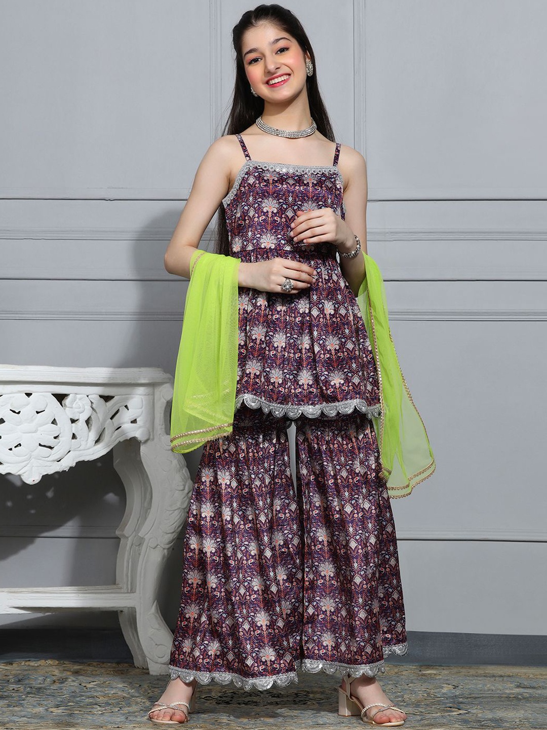 Cherry & Jerry Girls Ethnic Motifs Printed A-Line Gotta Patti Kurta ,Sharara & Dupatta, Purple
Cherry & Jerry Girls Ethnic Motifs Printed A-Line Gotta Patti Kurta ,Sharara & Dupatta, Purple