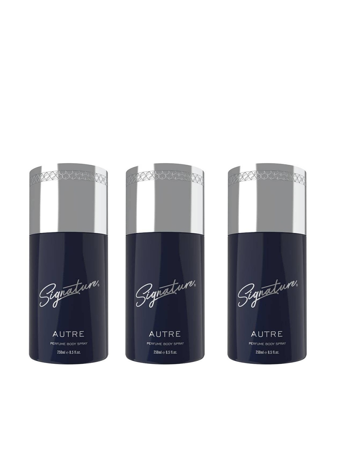 Signature Autre Men Set Of 3 Long Lasting Perfume Body Spray - 250ml Each, Navy blue
Signature Autre Men Set Of 3 Long Lasting Perfume Body Spray - 250ml Each, Navy blue