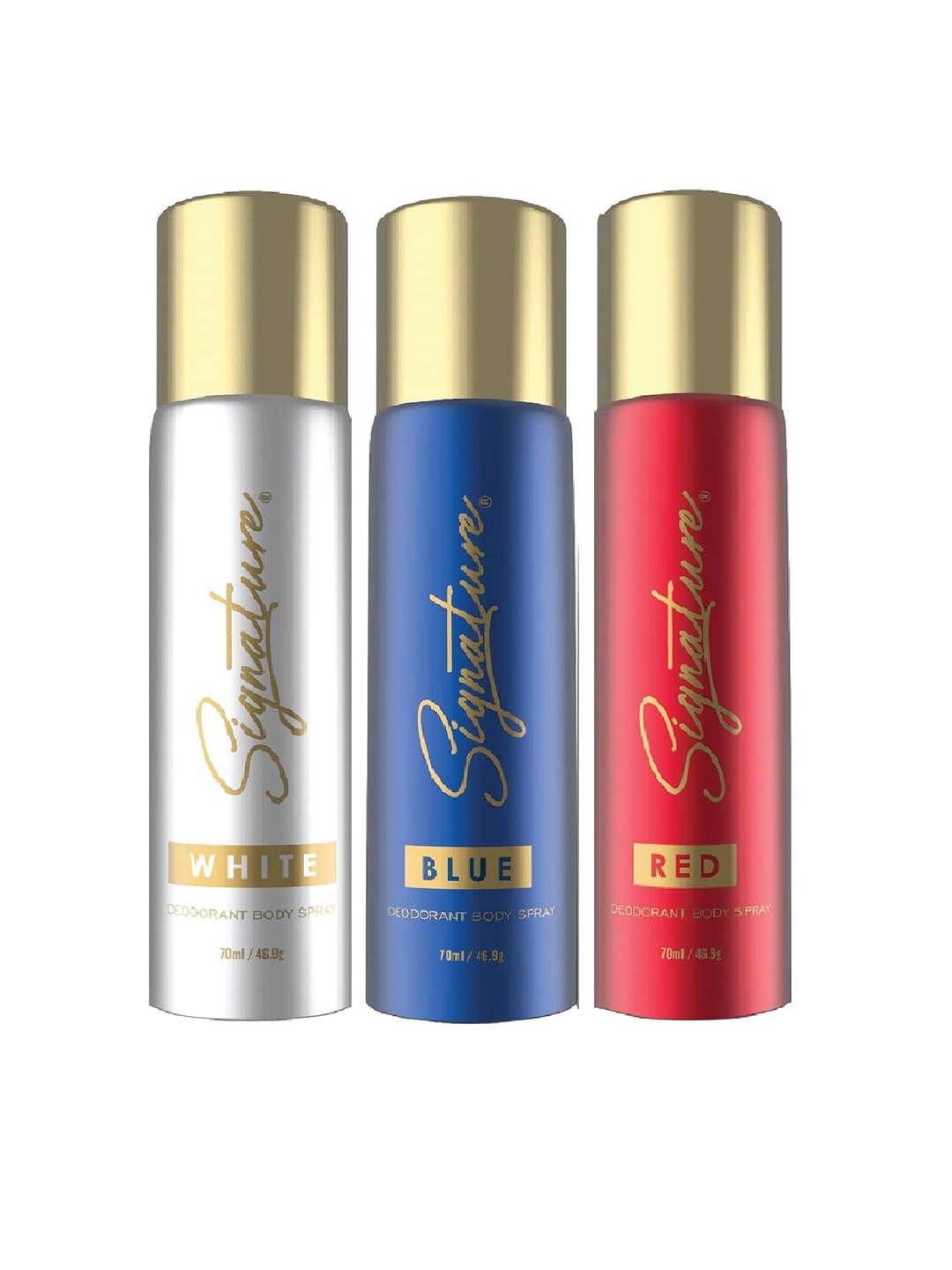 Signature White Blue & Red Set Of 3 Long Lasting Deodorant Body Spray - 70ml (46.9g) Each, Multi
Signature White Blue & Red Set Of 3 Long Lasting Deodorant Body Spray - 70ml (46.9g) Each, Multi