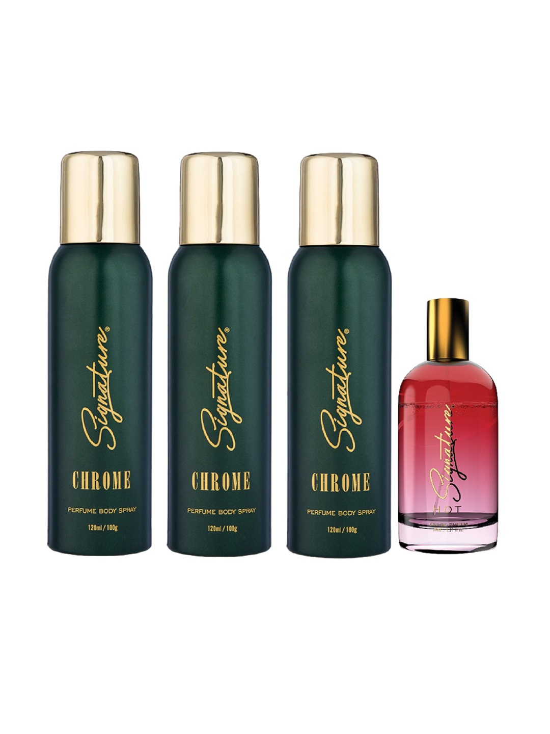 Signature Set Of 3 Chrome Deodorant Body Spray - 200ml (134g) Each & 1 Hot EDP - 30ml, Green
Signature Set Of 3 Chrome Deodorant Body Spray - 200ml (134g) Each & 1 Hot EDP - 30ml, Green