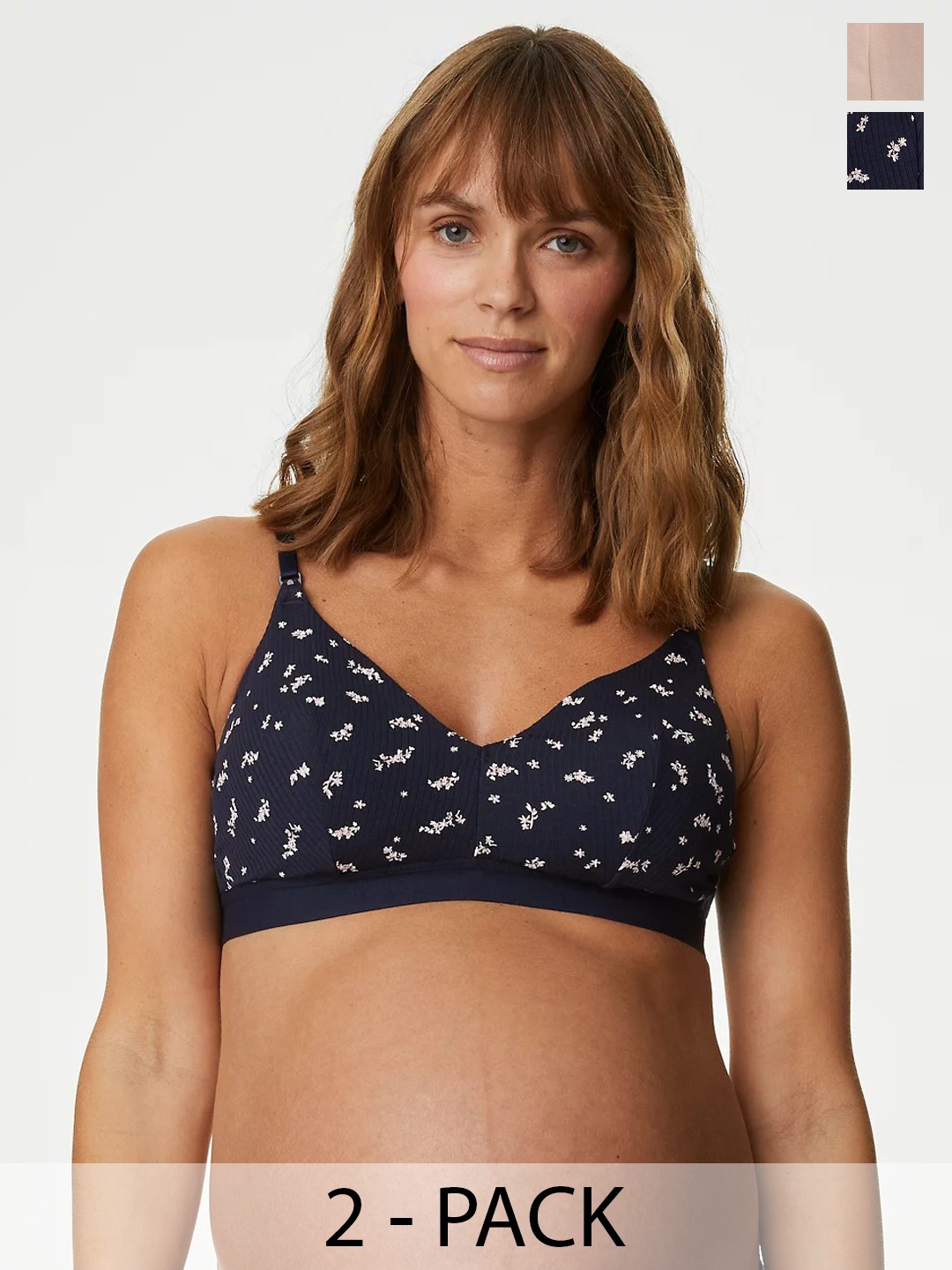 Marks & Spencer Pack of 2 Floral Printed Full Coverage Maternity Bras With All Day Comfort, Black
Marks & Spencer Pack of 2 Floral Printed Full Coverage Maternity Bras With All Day Comfort, Black