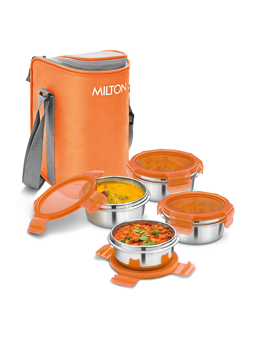 Milton Set of 4 Orange Cube 4 Containers with Insulated Jacket Leakproof Lunch Box 300 ml
Milton Set of 4 Orange Cube 4 Containers with Insulated Jacket Leakproof Lunch Box 300 ml