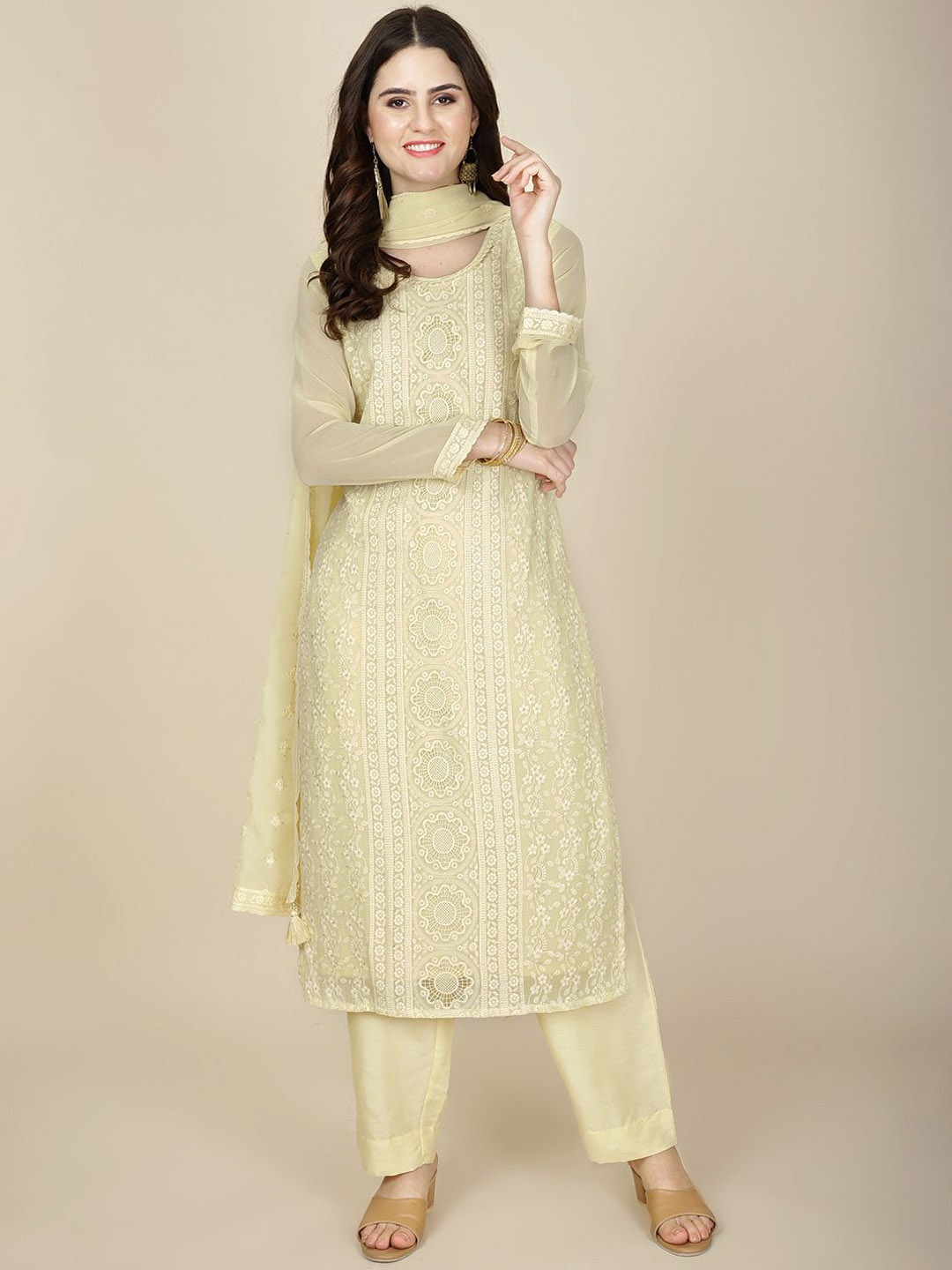 Meena Bazaar Ethnic Motifs Embroidered Straight Kurta & Trousers With Dupatta, Yellow
Meena Bazaar Ethnic Motifs Embroidered Straight Kurta & Trousers With Dupatta, Yellow
