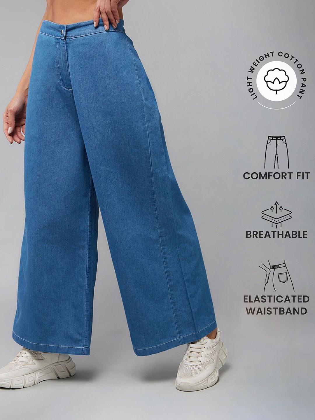 Miss Chase Women Clean Look Light Shade Wide Leg High-Rise Non Stretchable Flared Jeans, Blue
Miss Chase Women Clean Look Light Shade Wide Leg High-Rise Non Stretchable Flared Jeans, Blue