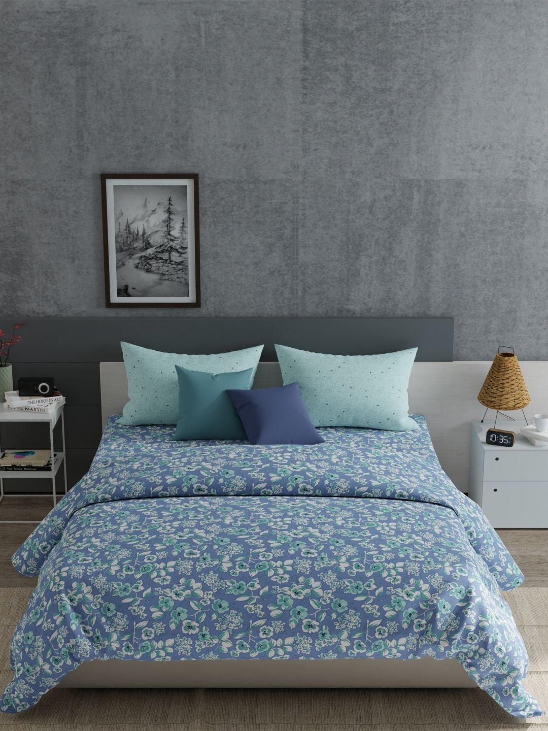 MYTRIDENT Sakura Blue Everyday Flat 120TC Queen Cotton 1 Bedsheet with 2 Pillow Covers
MYTRIDENT Sakura Blue Everyday Flat 120TC Queen Cotton 1 Bedsheet with 2 Pillow Covers