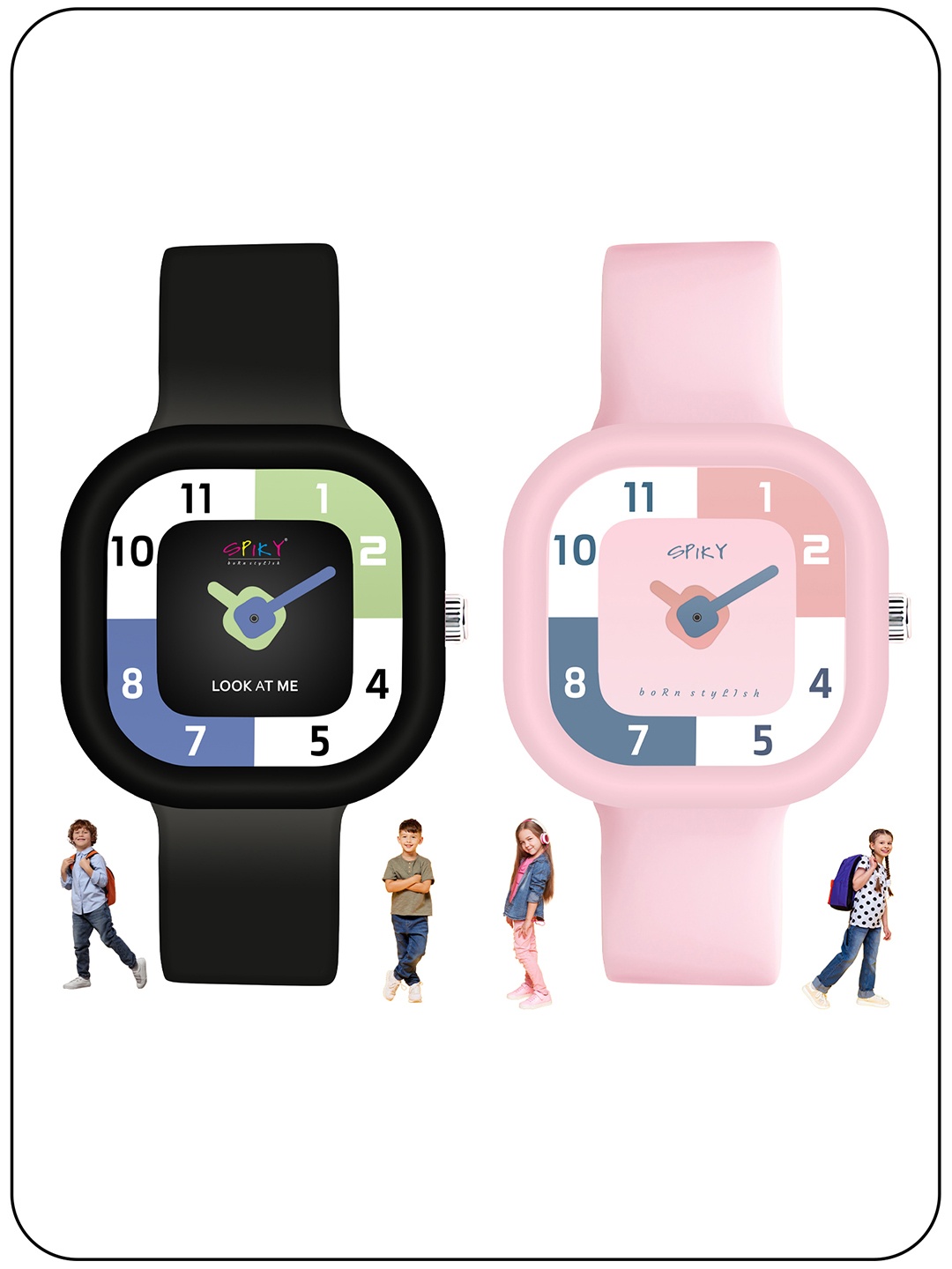 Spiky Kids Pack Of 2 Dial & Straps Analogue Multi Function Watch Combo_EVA10_BlkPnk, Black
Spiky Kids Pack Of 2 Dial & Straps Analogue Multi Function Watch Combo_EVA10_BlkPnk, Black