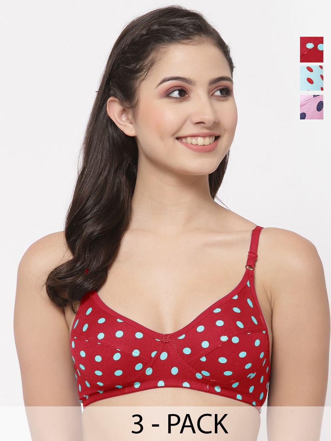Docare Pack of 3 Polka Dot Printed Full Coverage Everyday Bra-All Day Comfort, Red
Docare Pack of 3 Polka Dot Printed Full Coverage Everyday Bra-All Day Comfort, Red