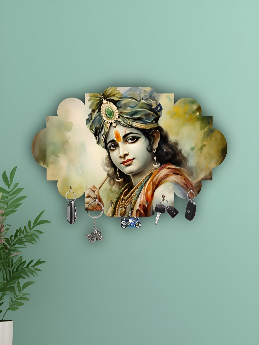 WALLMAX Brown & Blue Lord Krishna Printed Wooden Key Holder With 7 Knob Hooks
WALLMAX Brown & Blue Lord Krishna Printed Wooden Key Holder With 7 Knob Hooks