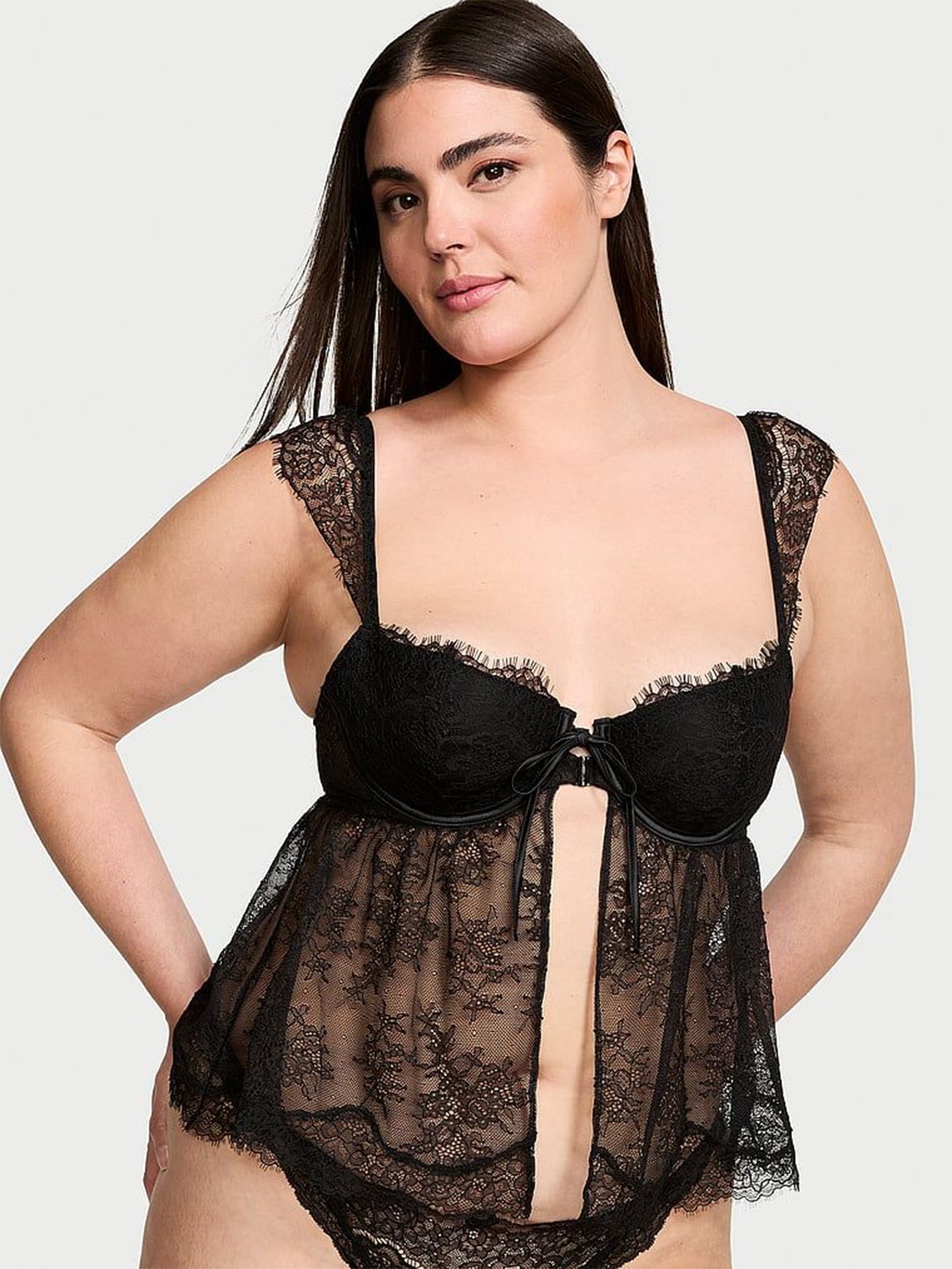 Victoria's Secret Dream Angels Wicked Unlined Lace Cap-Sleeve Tie-Front Corset Top, Black
Victoria's Secret Dream Angels Wicked Unlined Lace Cap-Sleeve Tie-Front Corset Top, Black