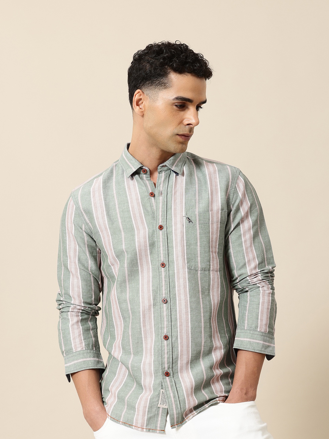 Mr Bowerbird Men Premium Tailored Fit Striped Linen Cotton Casual Shirt, Green
Mr Bowerbird Men Premium Tailored Fit Striped Linen Cotton Casual Shirt, Green