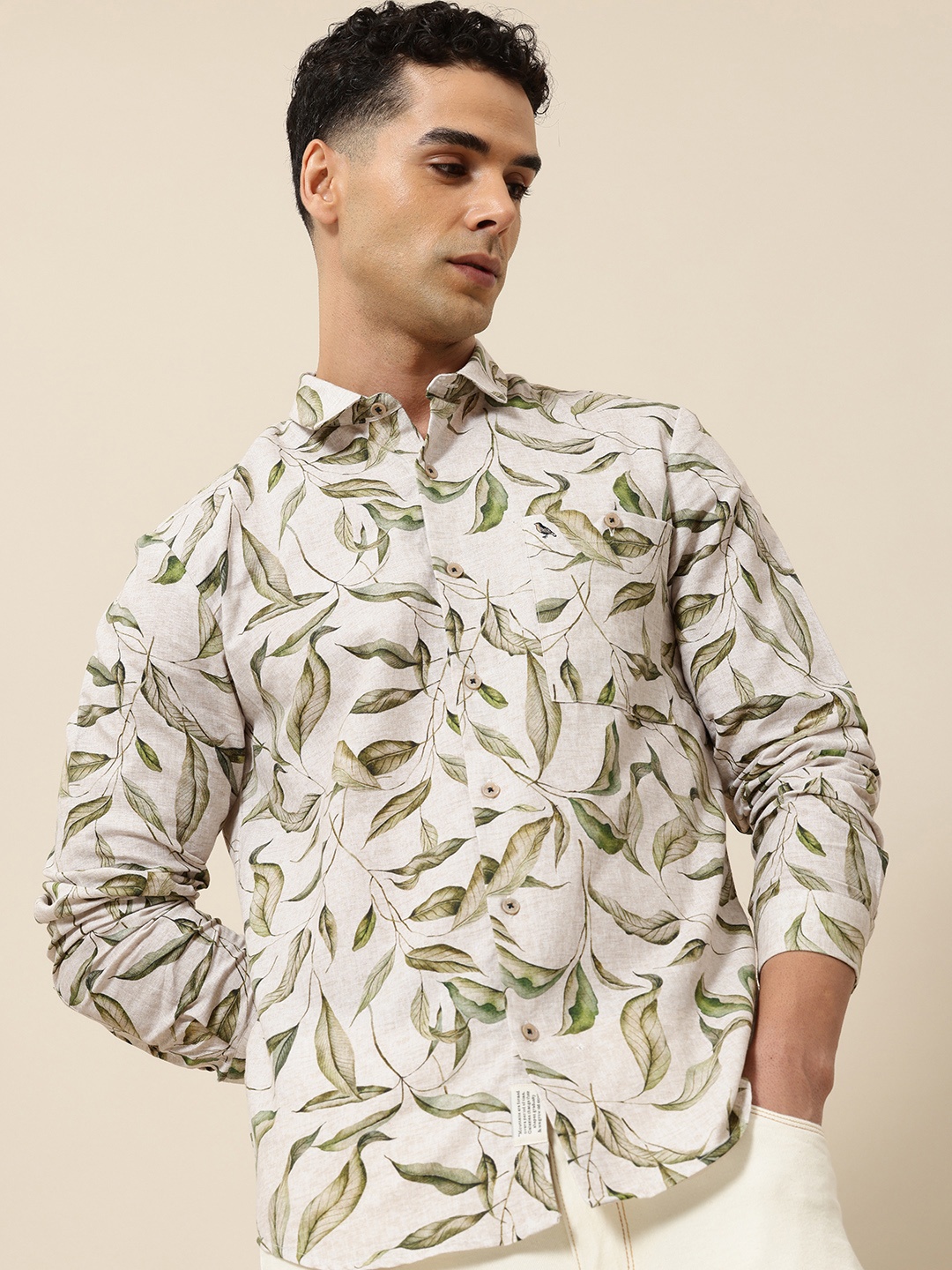 Mr Bowerbird Men Premium Tailored Fit Floral Printed Cotton Linen Casual Shirt, Beige
Mr Bowerbird Men Premium Tailored Fit Floral Printed Cotton Linen Casual Shirt, Beige
