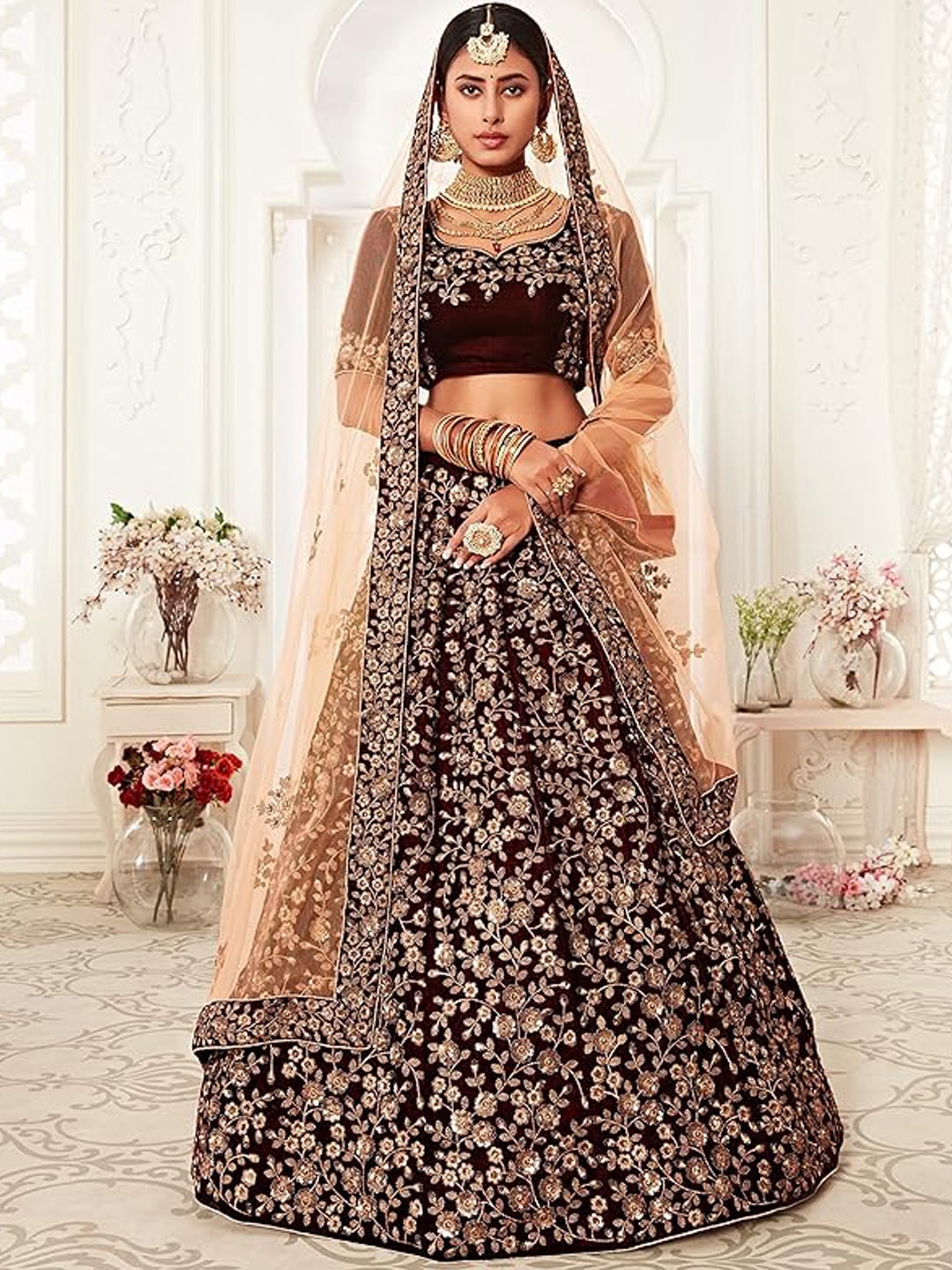 Trendmalls Embroidered Sequinned Semi-Stitched Lehenga & Unstitched Blouse With Dupatta, Maroon
Trendmalls Embroidered Sequinned Semi-Stitched Lehenga & Unstitched Blouse With Dupatta, Maroon