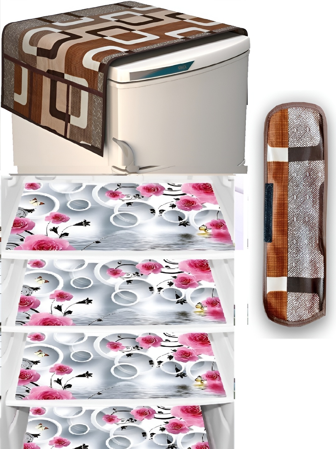 REVEXO Brown & White 6 Pieces Printed Top Cover With Fridge Handle Cover & Fridge Mats
REVEXO Brown & White 6 Pieces Printed Top Cover With Fridge Handle Cover & Fridge Mats