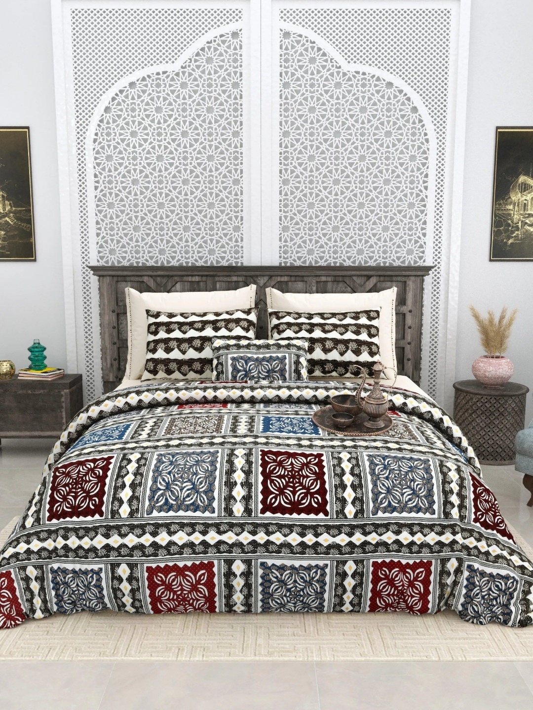 LIVING ROOTS Super King Size Jaipur Block Print Cotton Double Bedsheet & 2 Pillow Covers, Grey
LIVING ROOTS Super King Size Jaipur Block Print Cotton Double Bedsheet & 2 Pillow Covers, Grey