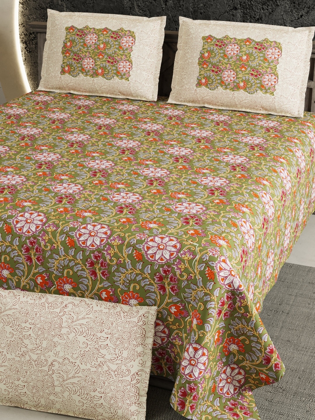 LIVING ROOTS Super King Size Jaipur Block Print Cotton Double Bedsheet & 2 Pillow Covers, Green
LIVING ROOTS Super King Size Jaipur Block Print Cotton Double Bedsheet & 2 Pillow Covers, Green