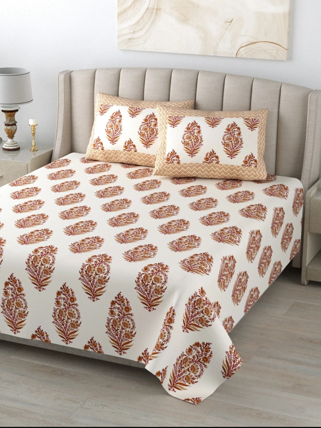LIVING ROOTS Super King Size Jaipur Block Print Cotton Double Bedsheet & 2 Pillow Covers, Brown
LIVING ROOTS Super King Size Jaipur Block Print Cotton Double Bedsheet & 2 Pillow Covers, Brown