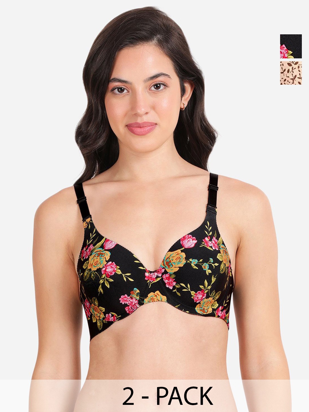 shyaway Pack of 2 Floral Balconette Bra - Medium Coverage Underwired Lightly Padded, Black
shyaway Pack of 2 Floral Balconette Bra - Medium Coverage Underwired Lightly Padded, Black