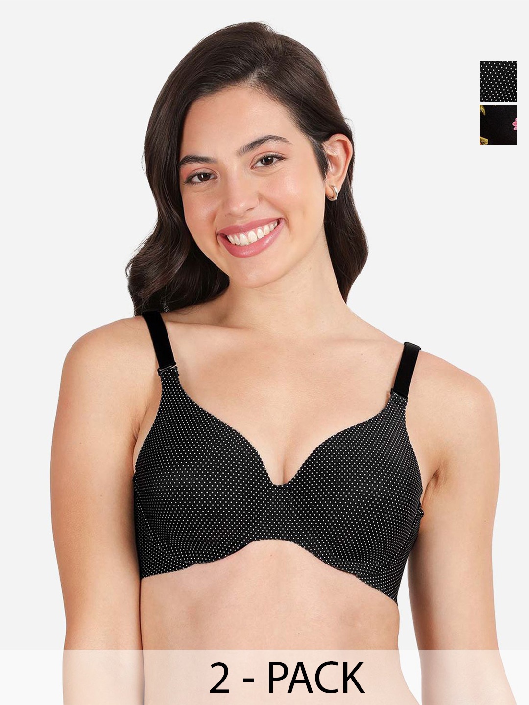 shyaway Pack Of 2 Floral Printed Lightly Padded Balconette Bra - All Day Comfort, Black
shyaway Pack Of 2 Floral Printed Lightly Padded Balconette Bra - All Day Comfort, Black