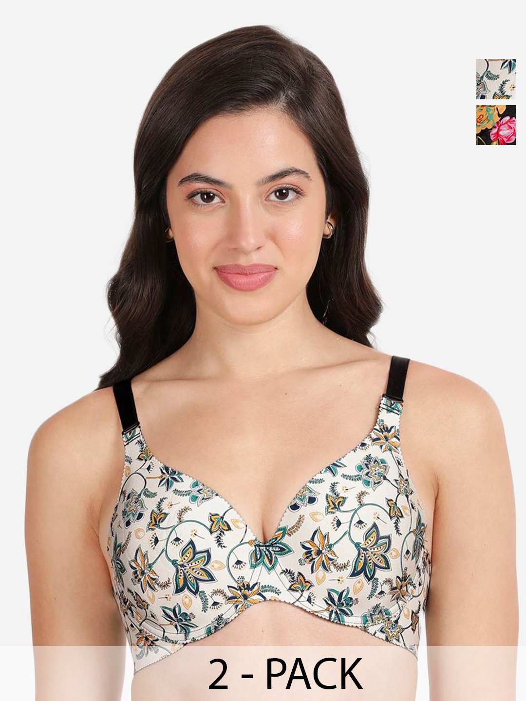 shyaway Pack Of 2 Floral Medium Lightly Padded T-shirt Bras With All Day Comfort, White
shyaway Pack Of 2 Floral Medium Lightly Padded T-shirt Bras With All Day Comfort, White