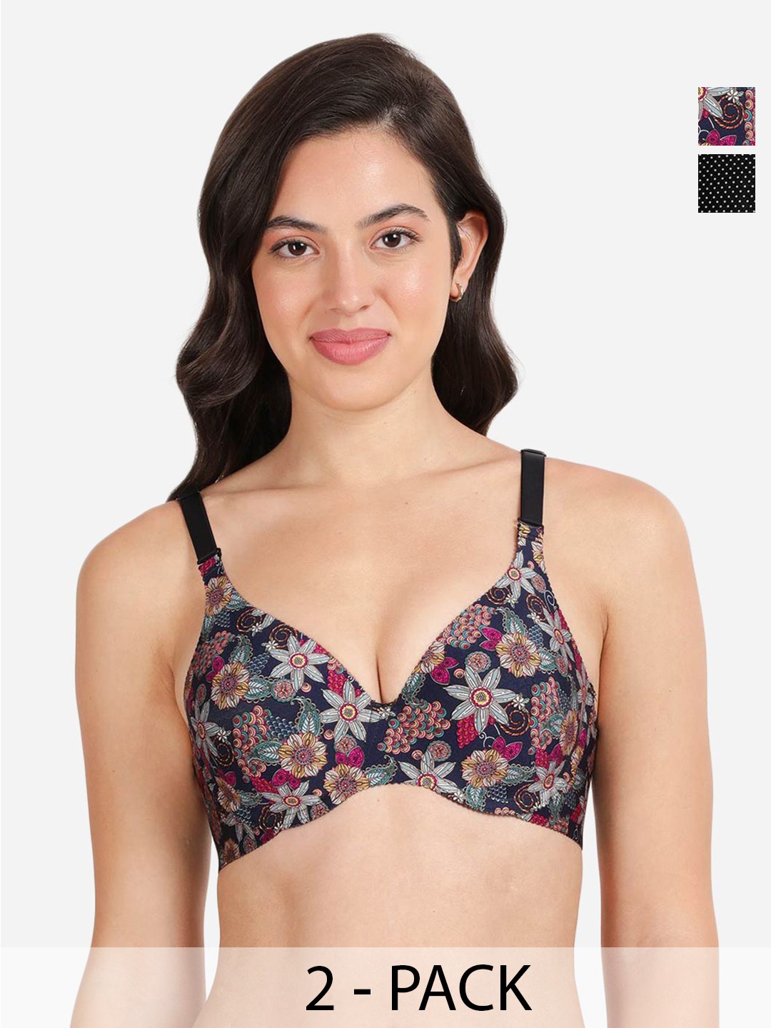 shyaway Pack Of 2 Printed Medium Coverage Lightly Padded Balconette Bra- All Day Comfort, Black
shyaway Pack Of 2 Printed Medium Coverage Lightly Padded Balconette Bra- All Day Comfort, Black