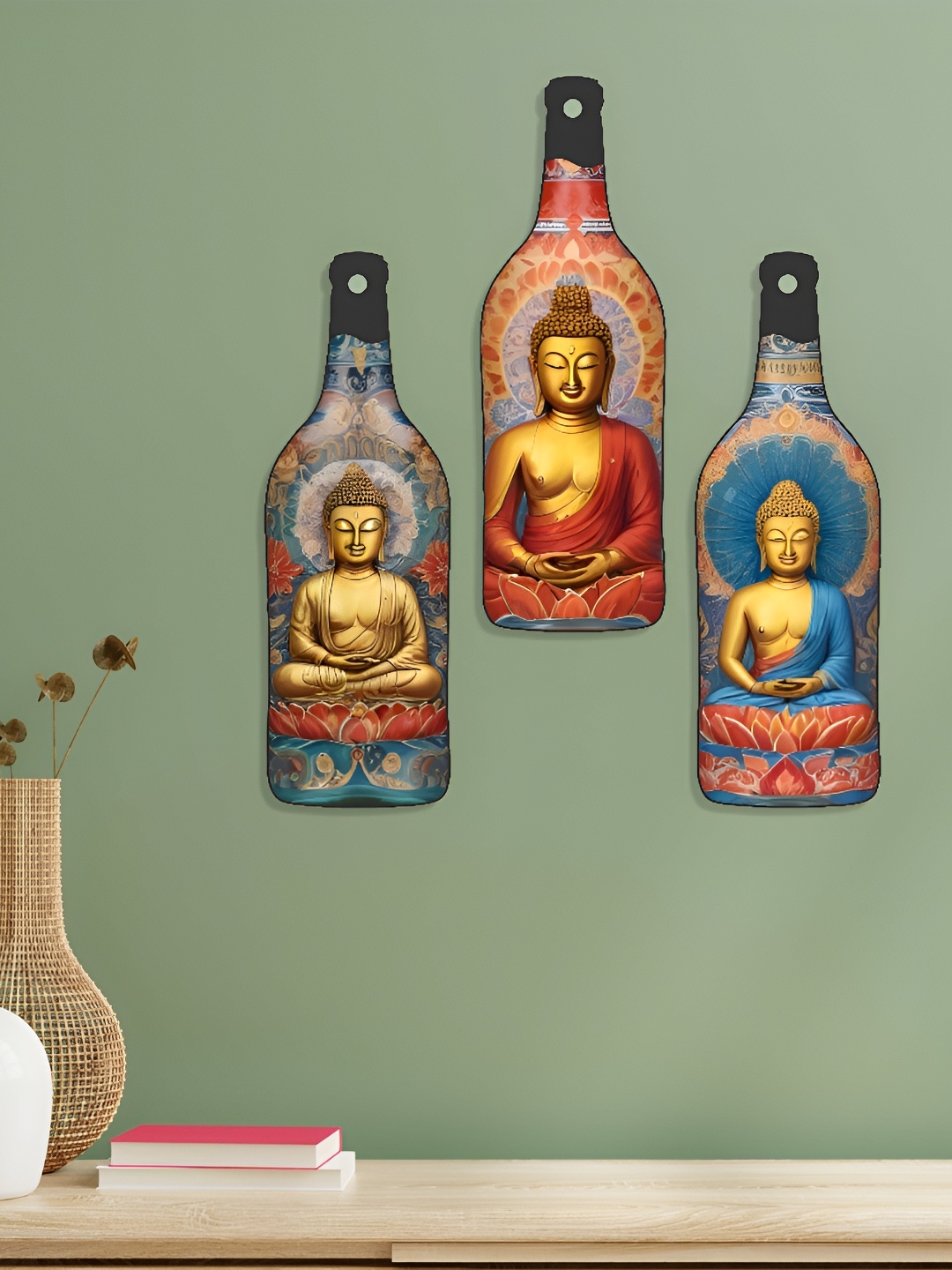 SAF Orange-Colored & Blue 3 Pieces Lord Buddha Bottle Shaped Wooden Wall Decors, Beige
SAF Orange-Colored & Blue 3 Pieces Lord Buddha Bottle Shaped Wooden Wall Decors, Beige