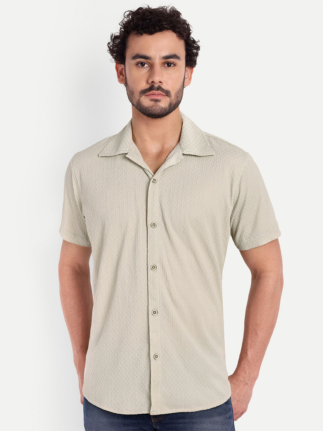 FILO HEVIS Classic Fit Textured Cuban Collar Short Sleeves Cotton Casual Shirt, Green
FILO HEVIS Classic Fit Textured Cuban Collar Short Sleeves Cotton Casual Shirt, Green