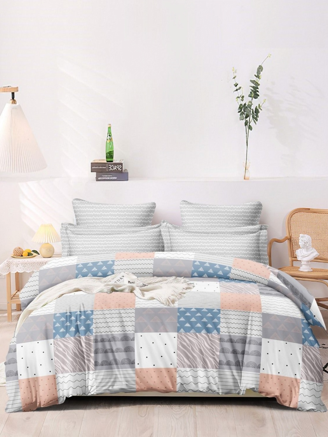Innovative Edge White Geometric Printed Cotton 180 TC King Bedsheet with 2 Pillow Covers
Innovative Edge White Geometric Printed Cotton 180 TC King Bedsheet with 2 Pillow Covers