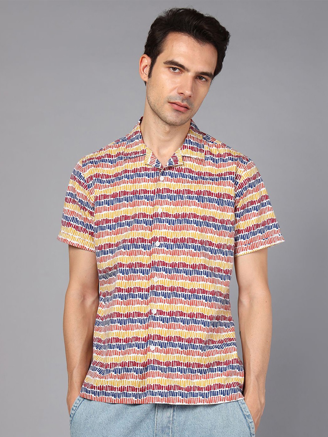 DON VINO Classic Relaxed Fit Geometric Printed Cuban Collar Cotton Casual Shirt, White
DON VINO Classic Relaxed Fit Geometric Printed Cuban Collar Cotton Casual Shirt, White