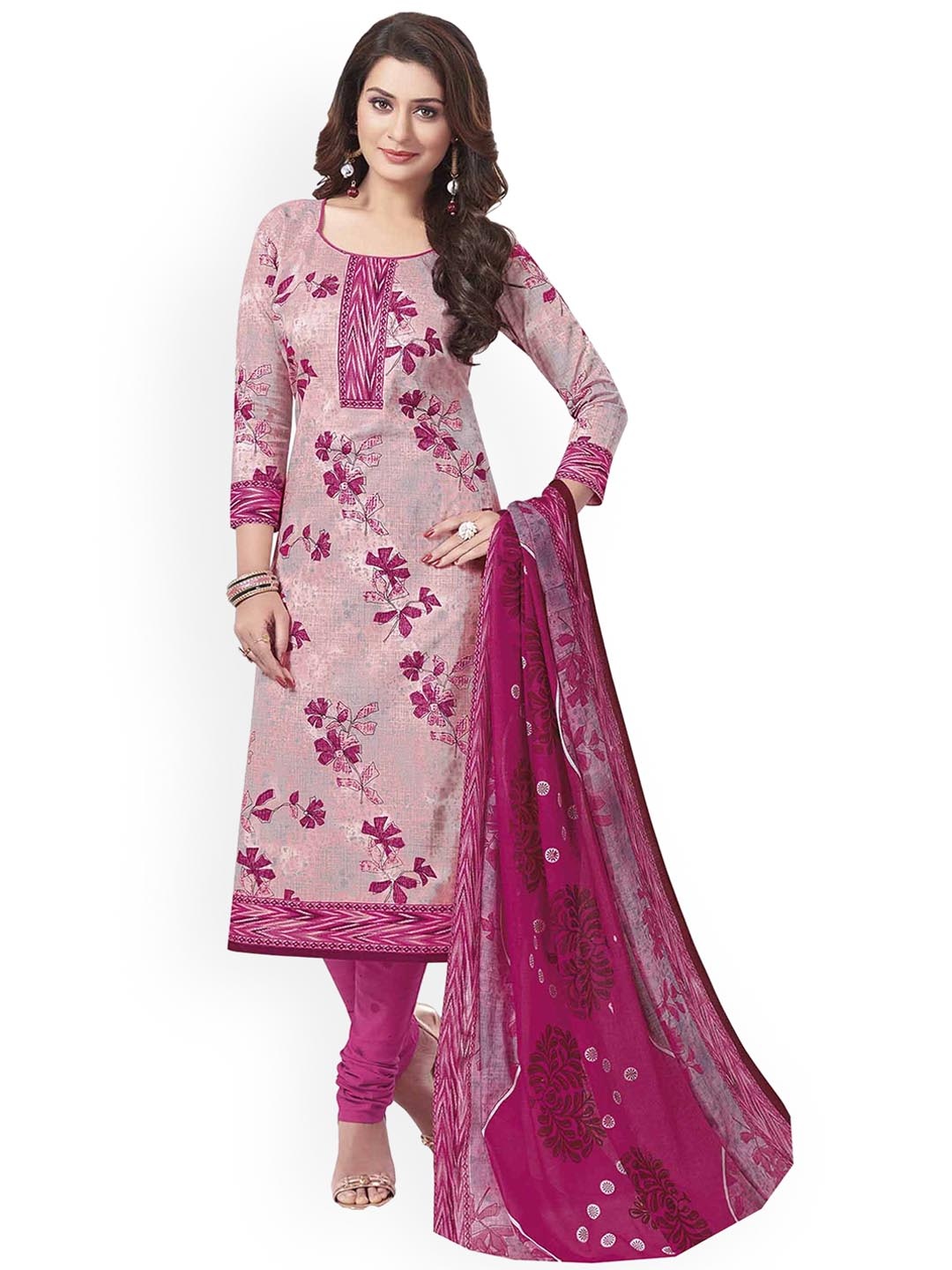 MIRAAN Round Neck Floral Printed Pure Cotton Straight Kurta with Churidar & Dupatta, Pink
MIRAAN Round Neck Floral Printed Pure Cotton Straight Kurta with Churidar & Dupatta, Pink
