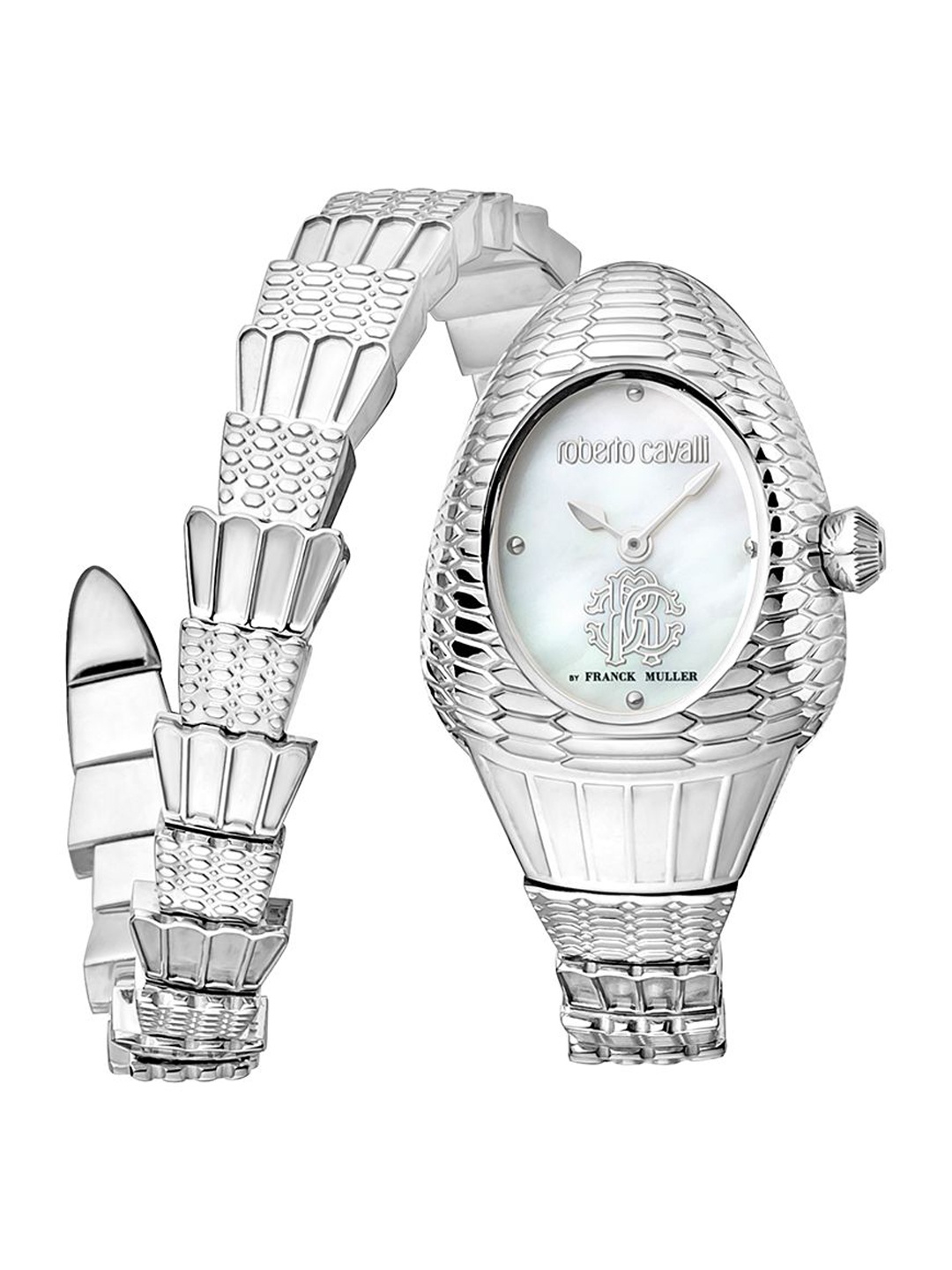 Roberto Cavalli by Franck Muller Women Embellished Dial & Stainless Steel Wrap Around Straps Analogue Watch, Silver
Roberto Cavalli by Franck Muller Women Embellished Dial & Stainless Steel Wrap Around Straps Analogue Watch, Silver