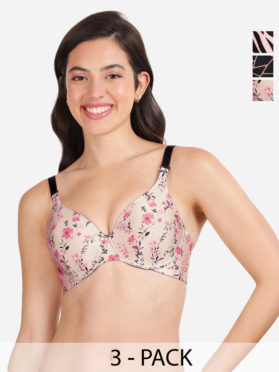 shyaway Pack of 3 Floral Medium Coverage Underwired Lightly Padded push up bra, Pink
shyaway Pack of 3 Floral Medium Coverage Underwired Lightly Padded push up bra, Pink