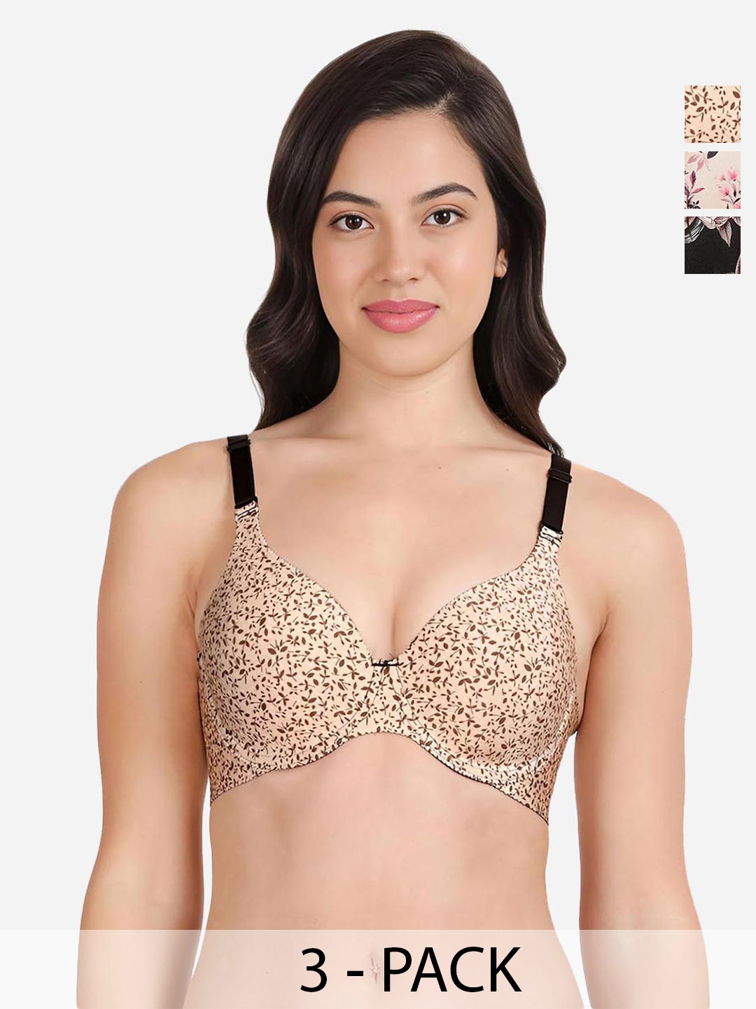 shyaway women Floral Printed Medium Coverage Underwired Lightly Padded push up bra, Black
shyaway women Floral Printed Medium Coverage Underwired Lightly Padded push up bra, Black