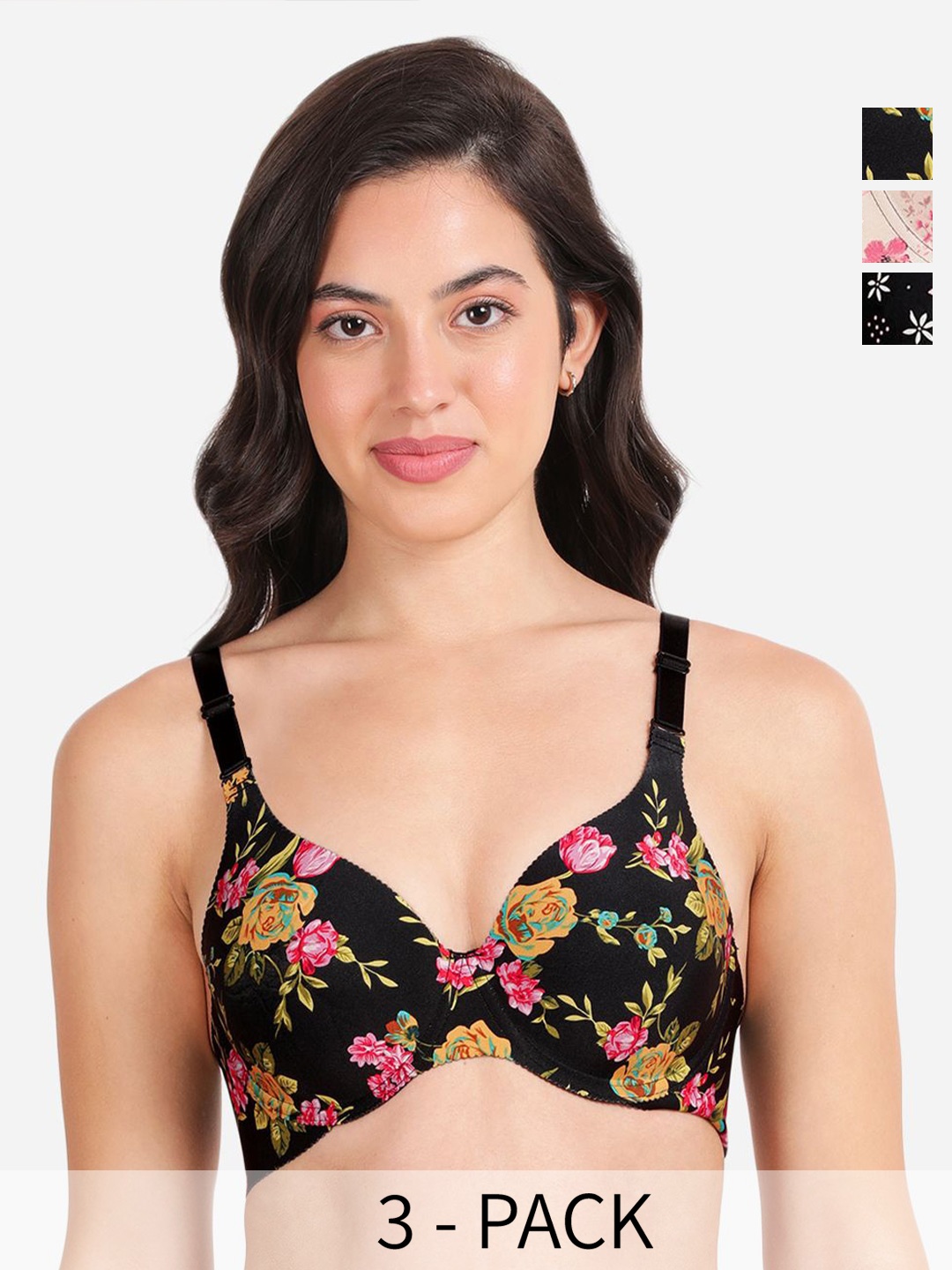 shyaway Pack of 3 Floral T-shirt Bra - Medium Coverage Underwired Lightly Padded, Blue
shyaway Pack of 3 Floral T-shirt Bra - Medium Coverage Underwired Lightly Padded, Blue