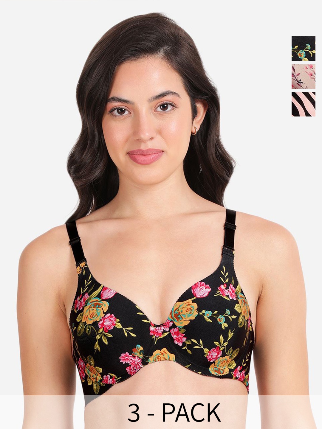 shyaway women Pack of 3 Floral print Medium Coverage Underwired Lightly Padded push up bra, Blue
shyaway women Pack of 3 Floral print Medium Coverage Underwired Lightly Padded push up bra, Blue