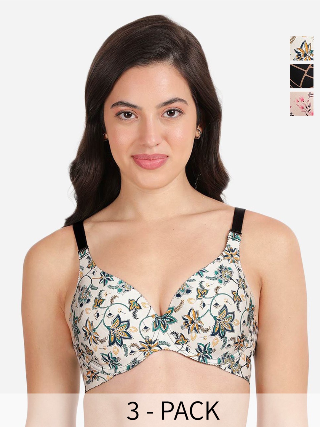 shyaway women Pack of 3 Floral print Medium Coverage Underwired Lightly Padded push up bra, White
shyaway women Pack of 3 Floral print Medium Coverage Underwired Lightly Padded push up bra, White