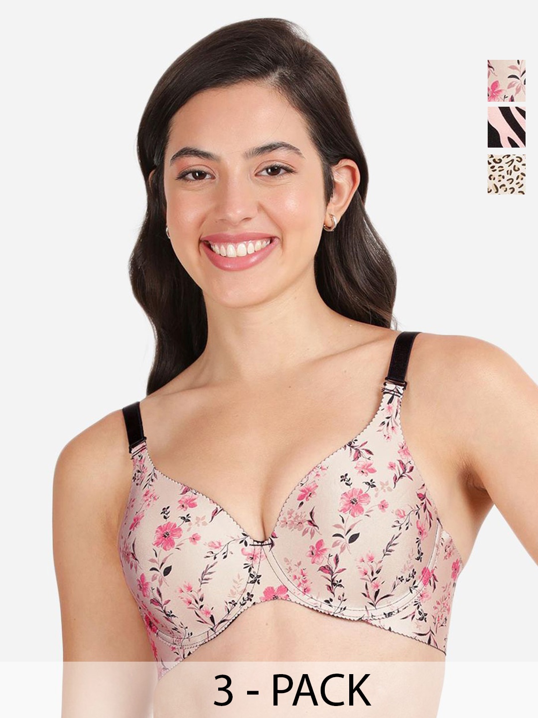 shyaway Pack Of 3 Printed Medium Coverage Lightly Padded T-shirt Bras With All Day Comfort, Cream
shyaway Pack Of 3 Printed Medium Coverage Lightly Padded T-shirt Bras With All Day Comfort, Cream