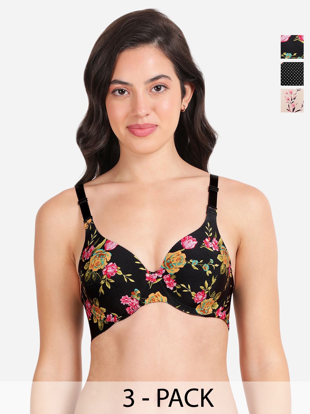 shyaway Pack Of 3 Printed Medium Coverage Lightly Padded T-shirt Bras With All Day Comfort, Black
shyaway Pack Of 3 Printed Medium Coverage Lightly Padded T-shirt Bras With All Day Comfort, Black