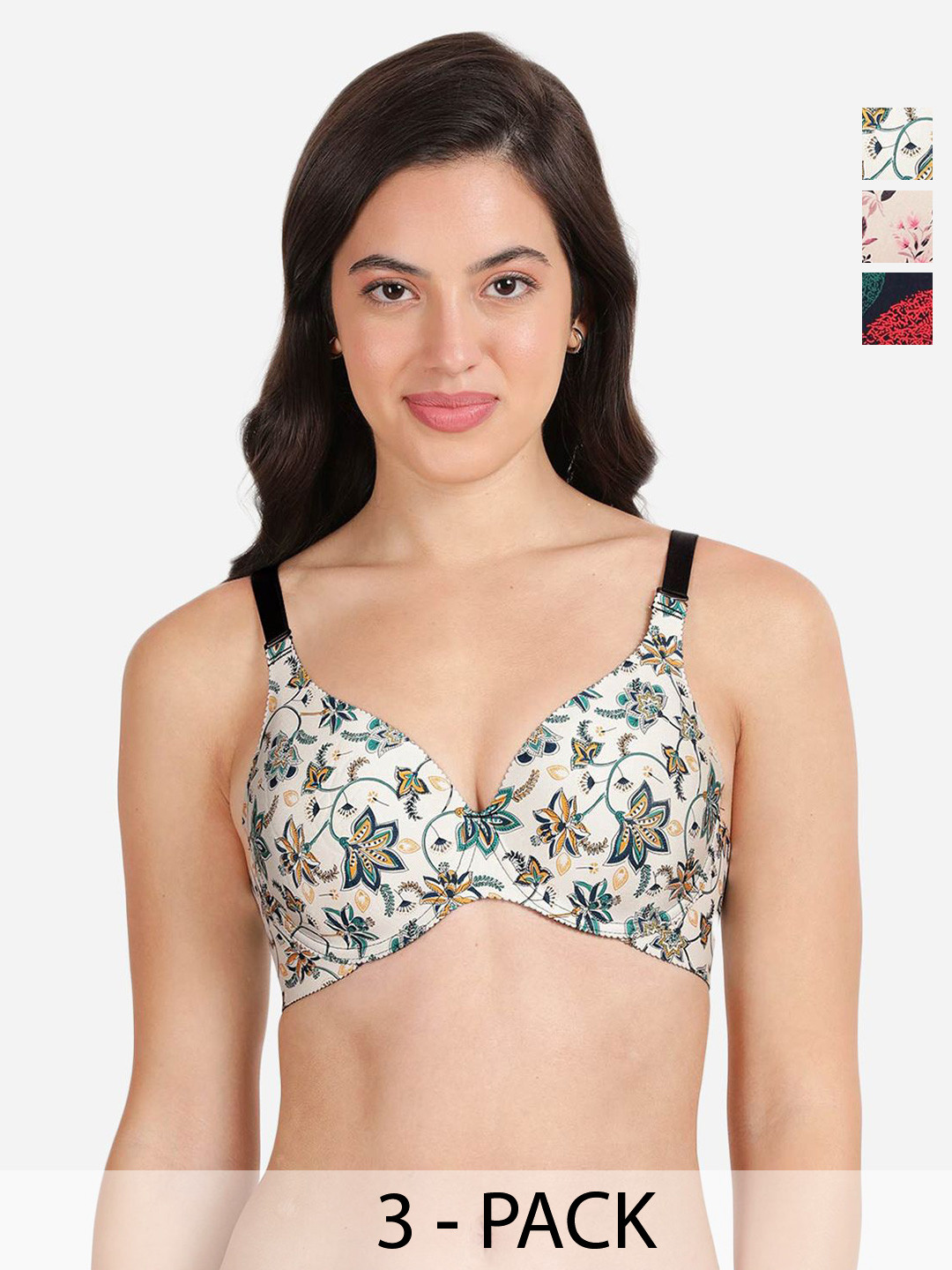shyaway Pack Of 3 Floral Print Medium Coverage Lightly Padded T-shirt Bra- All Day Comfort, White
shyaway Pack Of 3 Floral Print Medium Coverage Lightly Padded T-shirt Bra- All Day Comfort, White