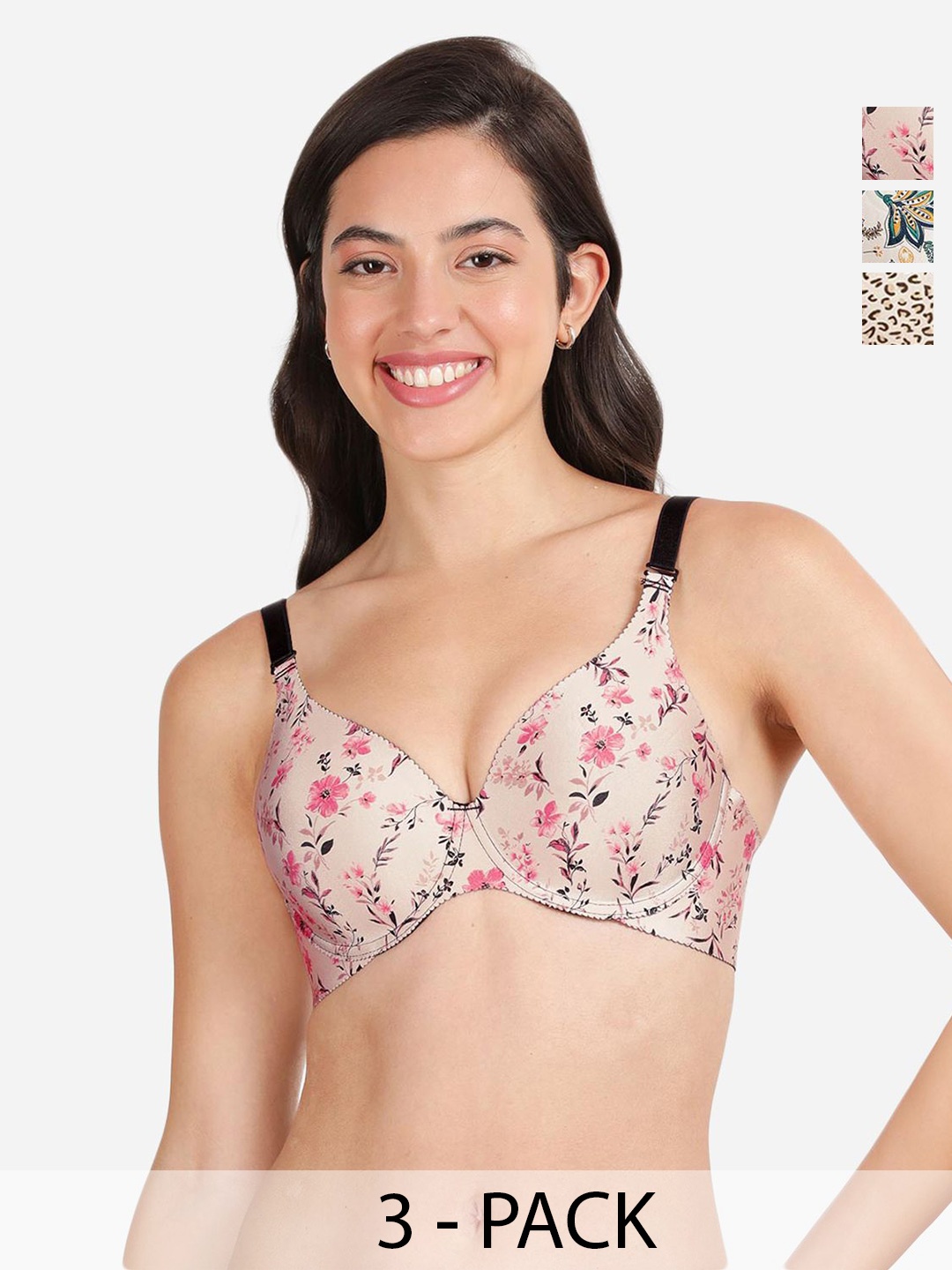 shyaway Pack Of 3 Floral Underwired Lightly Padded T-shirt Bras With All Day Comfort, Cream
shyaway Pack Of 3 Floral Underwired Lightly Padded T-shirt Bras With All Day Comfort, Cream