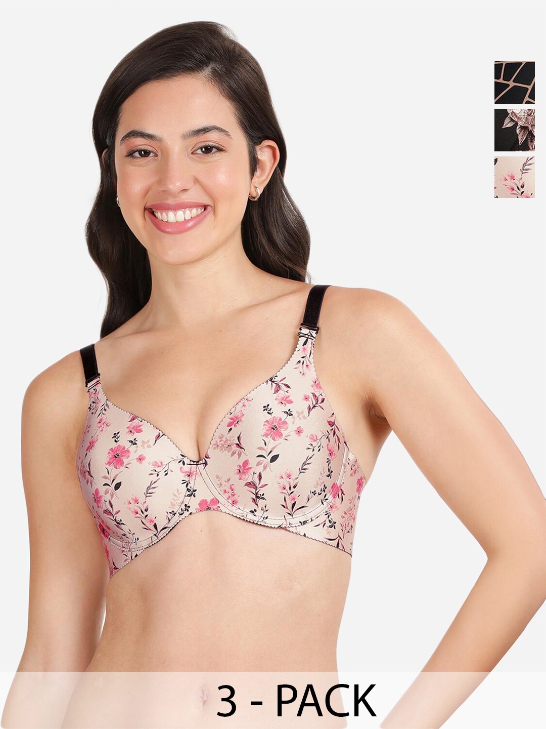 shyaway women Pack of 3 Floral print Medium Coverage Underwired Lightly Padded push up bra, Pink
shyaway women Pack of 3 Floral print Medium Coverage Underwired Lightly Padded push up bra, Pink